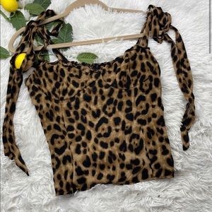 Reformation Blanca Leopard Tie Top Size 8
